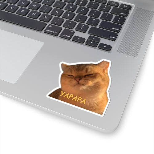 Funny Cat 'YAPAPA' Kiss-Cut Sticker - Grumpy Cute Laptop Decal