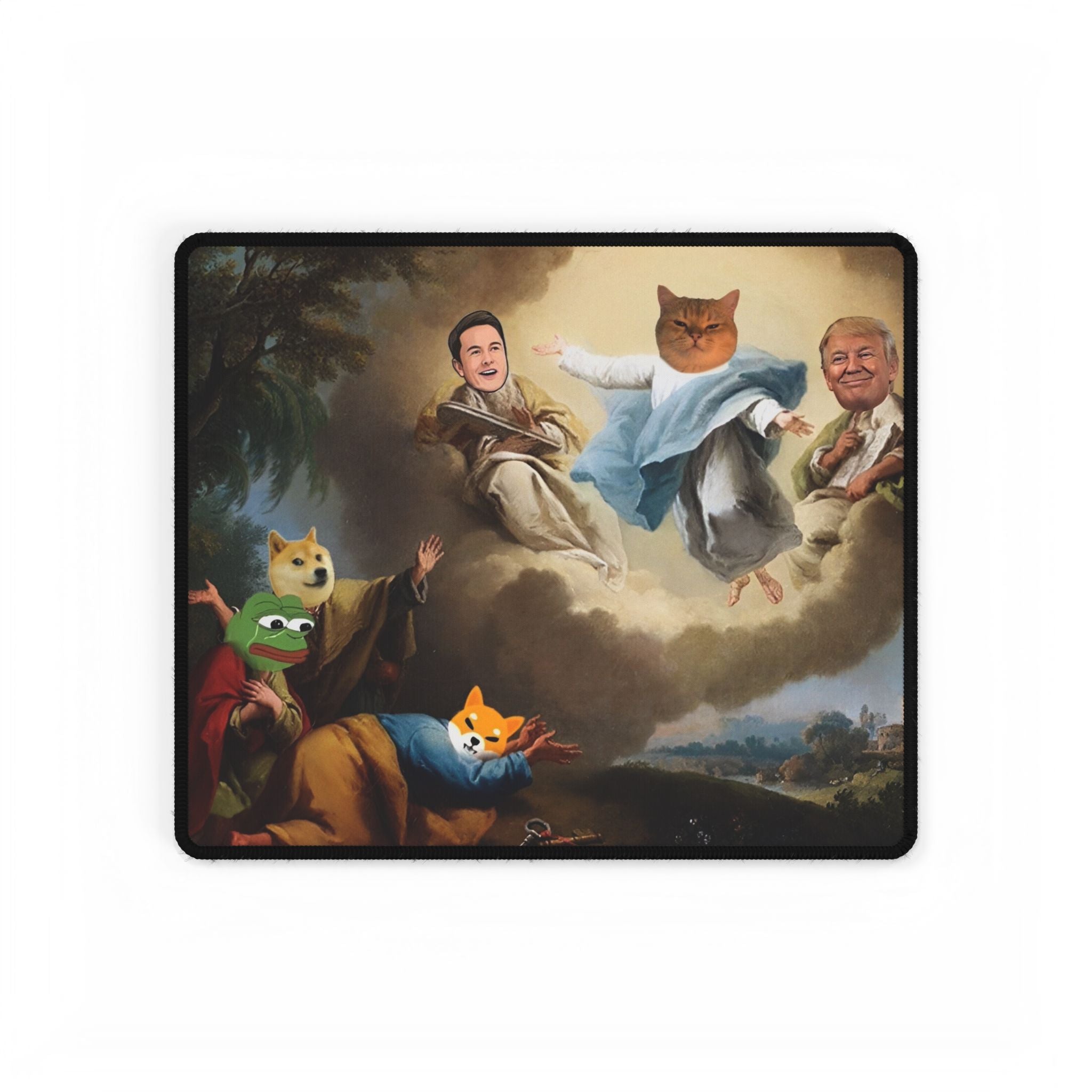 Meme Renaissance Desk Mat — Political &amp; Crypto Character Art Mouse Pad